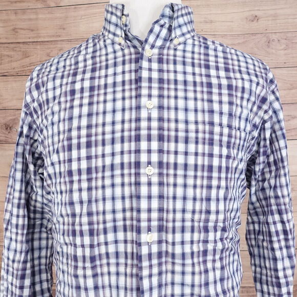 ROUNDTREE & YORKE LONG SLEEVE PLAID BUTTON DOWN SHIRT MENS SZ L LARGE - Picture 1 of 6